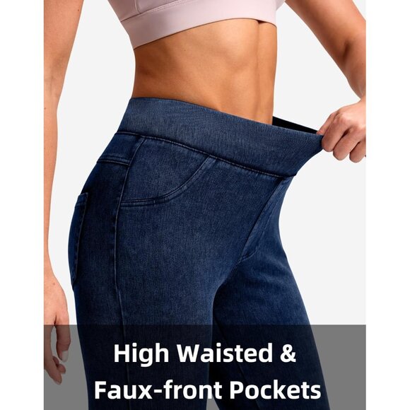 High Waist Jeggings Women Stretchy Pull On Slim Fit Tummy Control Denim - Picture 3 of 6